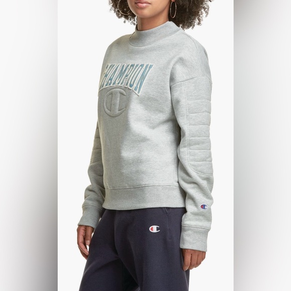 Champion Reverse Weave Quilted Mock Neck Sweatshirt (S; Oxford Gray) - Picture 3 of 3